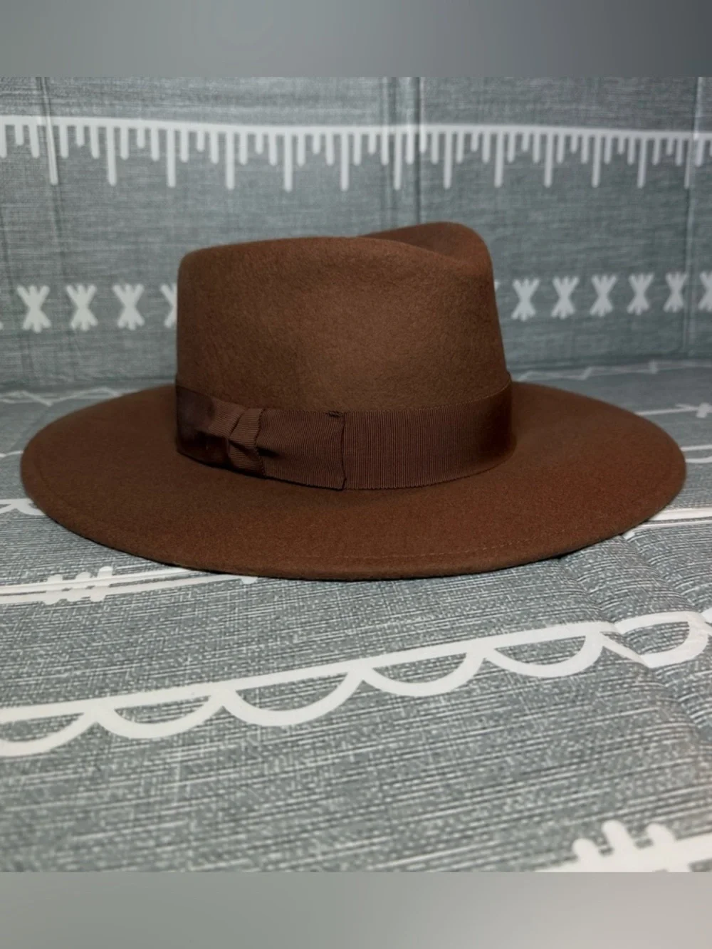 Eric Javits Wide-Brim Wool Fedora Hat in Russet - Picture 5 of 10